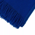 Koc wełniany Merynos BUKLE 140x200 Boucle z frędzlami - Niebieski Ciemny