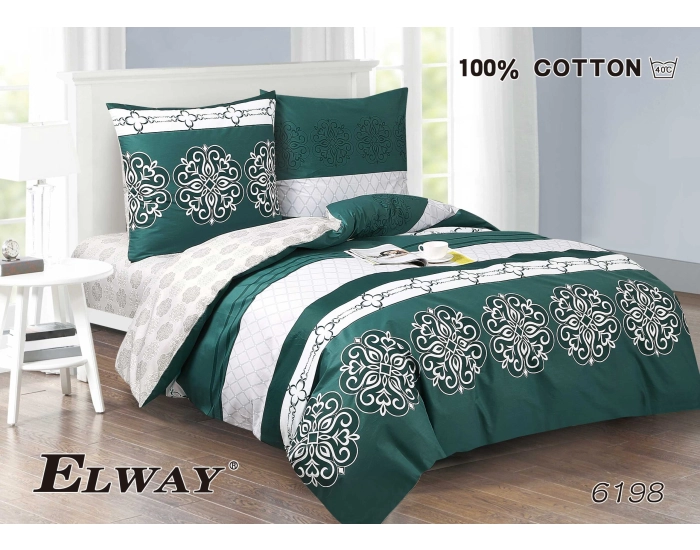 Pościel bawełniana 180x200 Komplet Pościeli Elway 100% Bawełna Satynowa 6198