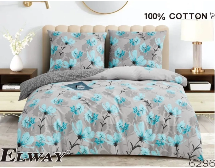 Pościel bawełniana 180x200 Komplet Pościeli Elway 100% Bawełna Satynowa 6296