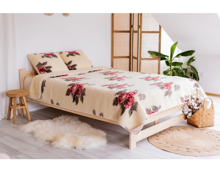 Koc wełniany 140x200 ROSSO 100% wełny Merynos - KAMPOL